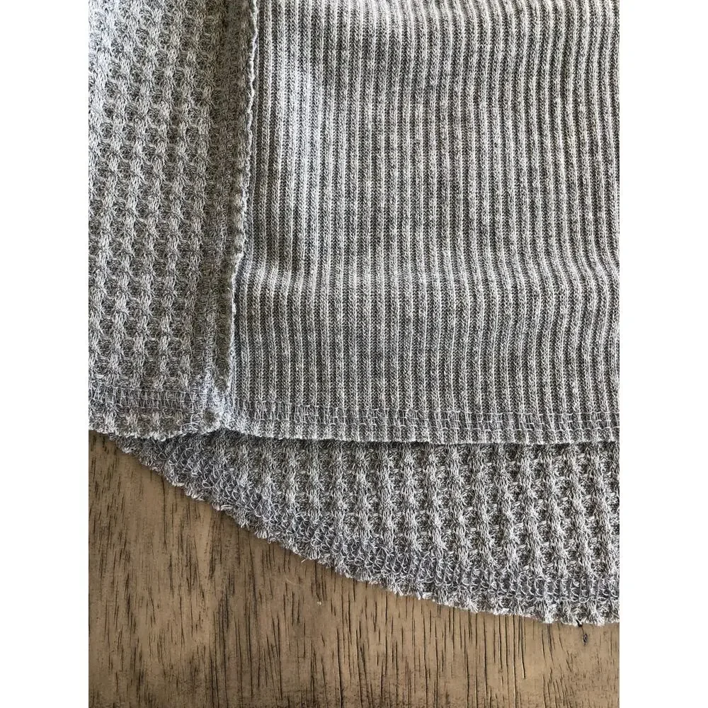 Gibson Look  Gray Dolman Mixed Rib Waffle Knit Henley Top - S - Picture 6 of 6